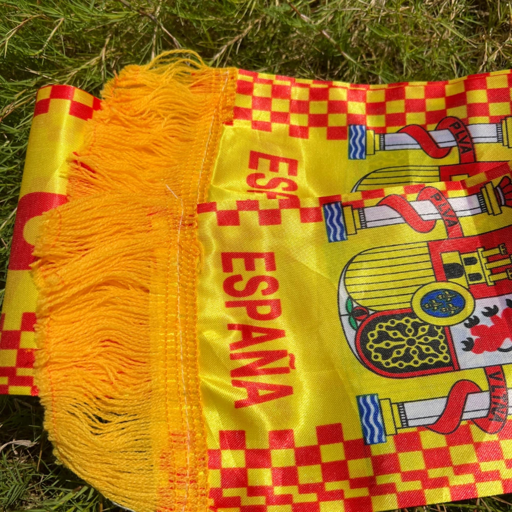 Spain scarf 14x130cm Double Side Printing Satin Football Soccer Fans Spain Scarf flags banner for sport decoration