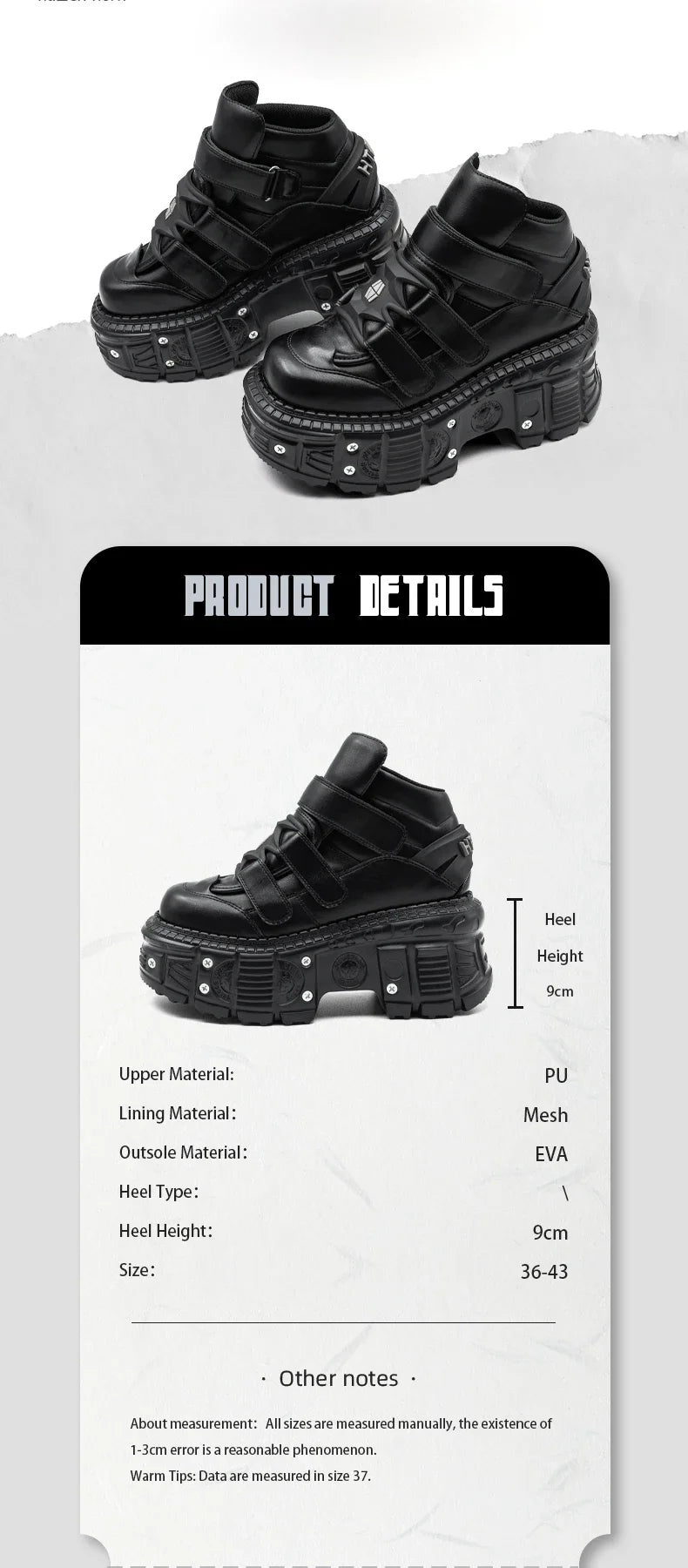 2025 New Punk Style Women Shoes Lace-up Heel Height 6CM Platform Shoes Woman Metal Decor Woman Sneakers Gothic Ankle Rock Boots