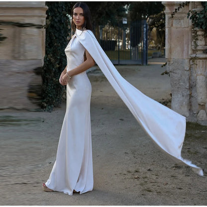 Party Dress Polyester Ankle Length Backless Halter Off Shoulder Sleeveless