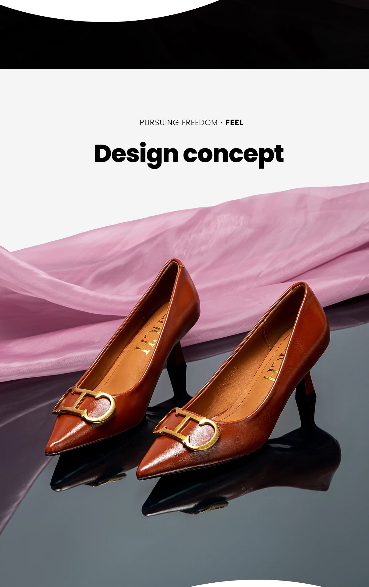 4cm Black PU Slingback Pumps For Women Pointed Toe Platform