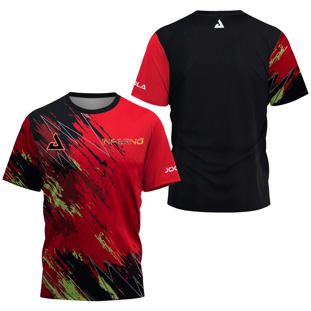2025 new men's summer table tennis floral print men's badminton tennis brand quick drying short sleeved men's top sports T-shirt