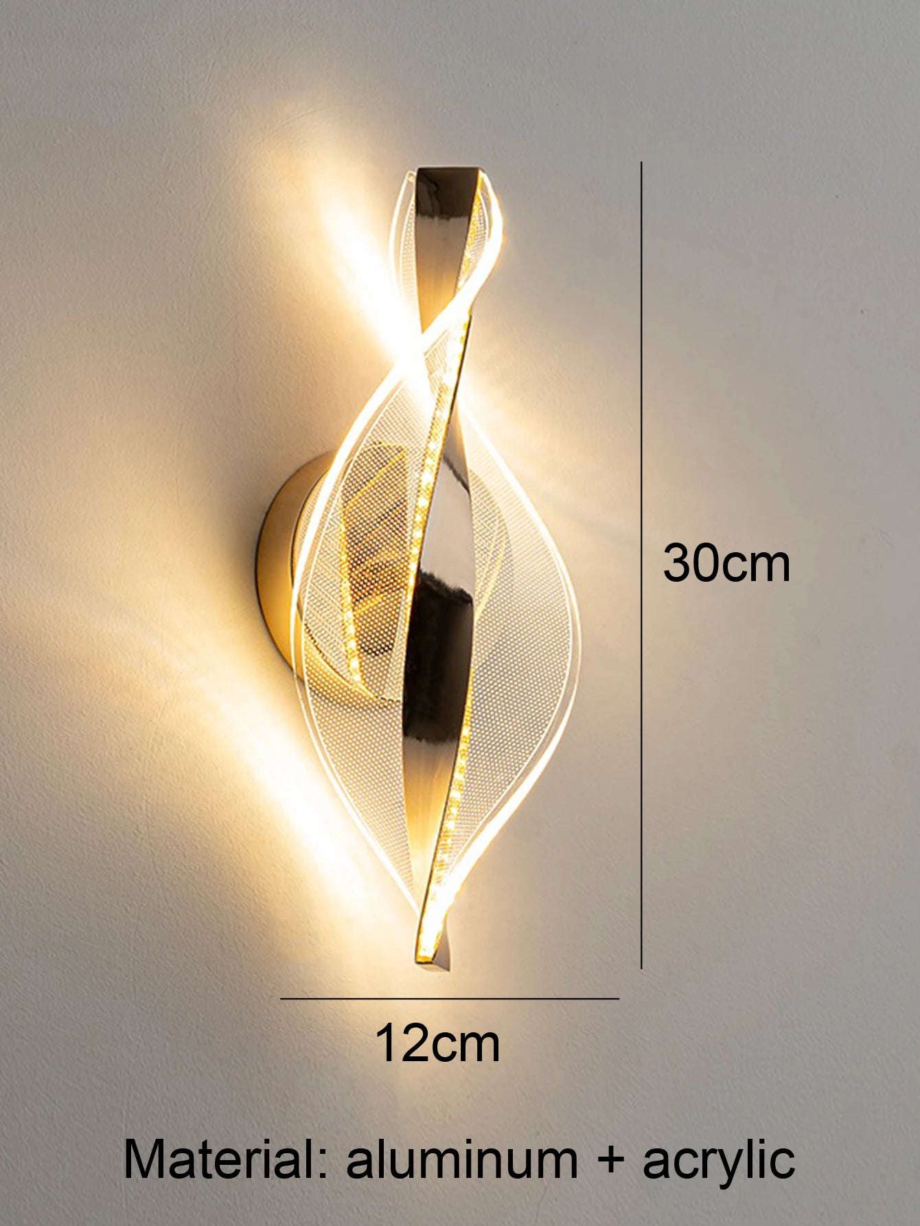 Modern Gold/Black Acrylic LED Wall Light – Bedroom and Living Room Decor