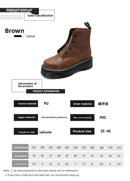 Men's Leather Boots Waterproof Ankle Outdoor Work Motorcycle