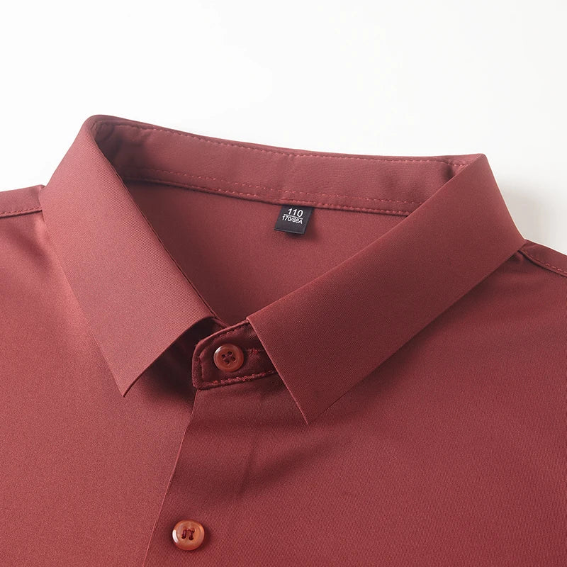 Men's Ultra Stretch Short Sleeve Shirt Business Casual  Breathable Stretchable Abrasion-Resistant Solid Color Short Sleeve Shirt