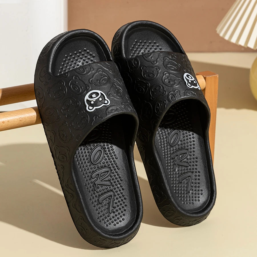 Men's Indoor Slippers Non-Slip EVA Insole Little Bear Print