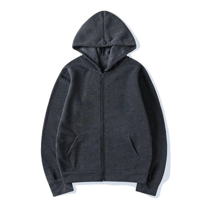 Unisex Zipper Hoodie Sweatshirt Casual Skatewear Black Grey Blue