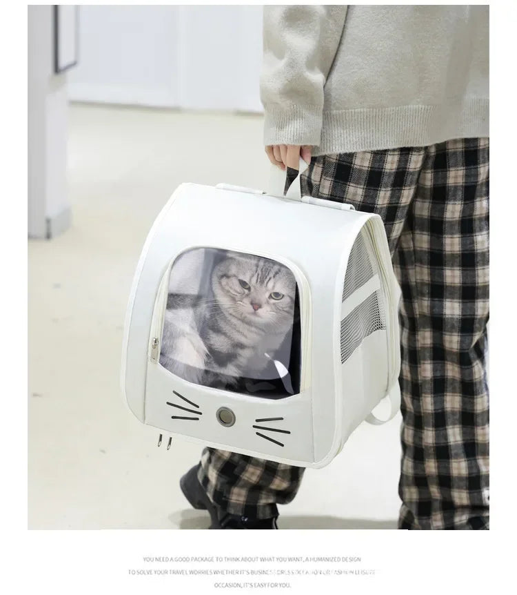 Pet Cat Carrier Bag Cat Backpack Outdoor Breathable Portable Shoulders Bag for Cats Small Dogs Transport Carrier