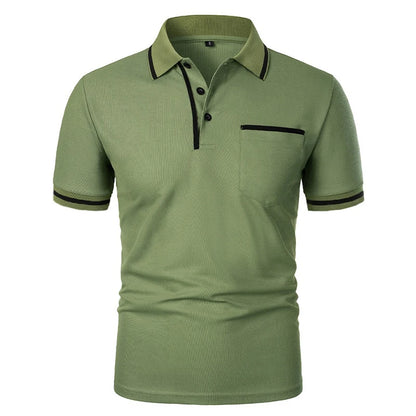 Men's Short Sleeve Polo Shirt Solid Polyester Breathable Casual