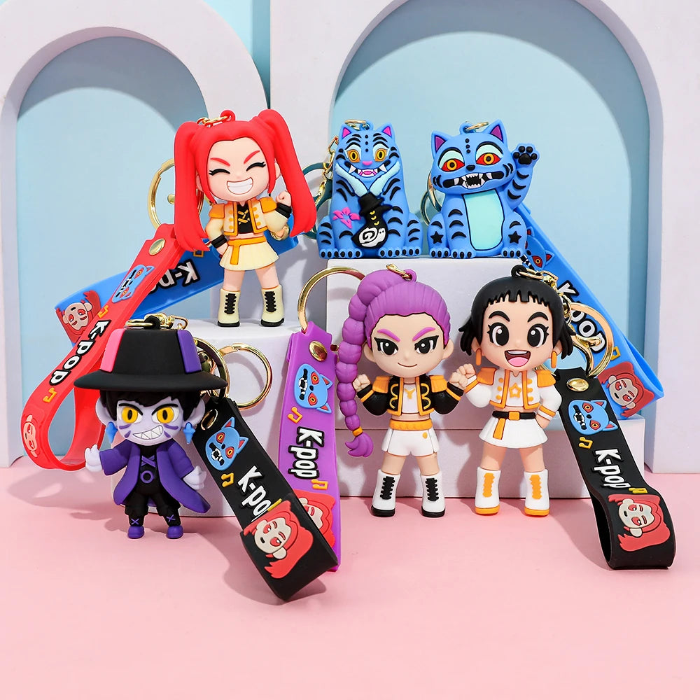 KPOP Demon Hunters Tiger Keychain – Cute PVC Key Ring for Kids & Fans