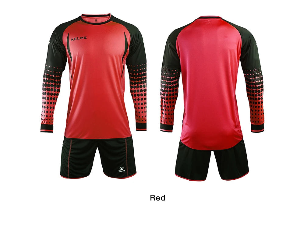 KELME Goalkeeper Jersey Soccer Custom Goaile Jerseys Mens Long Sleeve Football Uniform Shorts Sponge Protector 9161ZB1002
