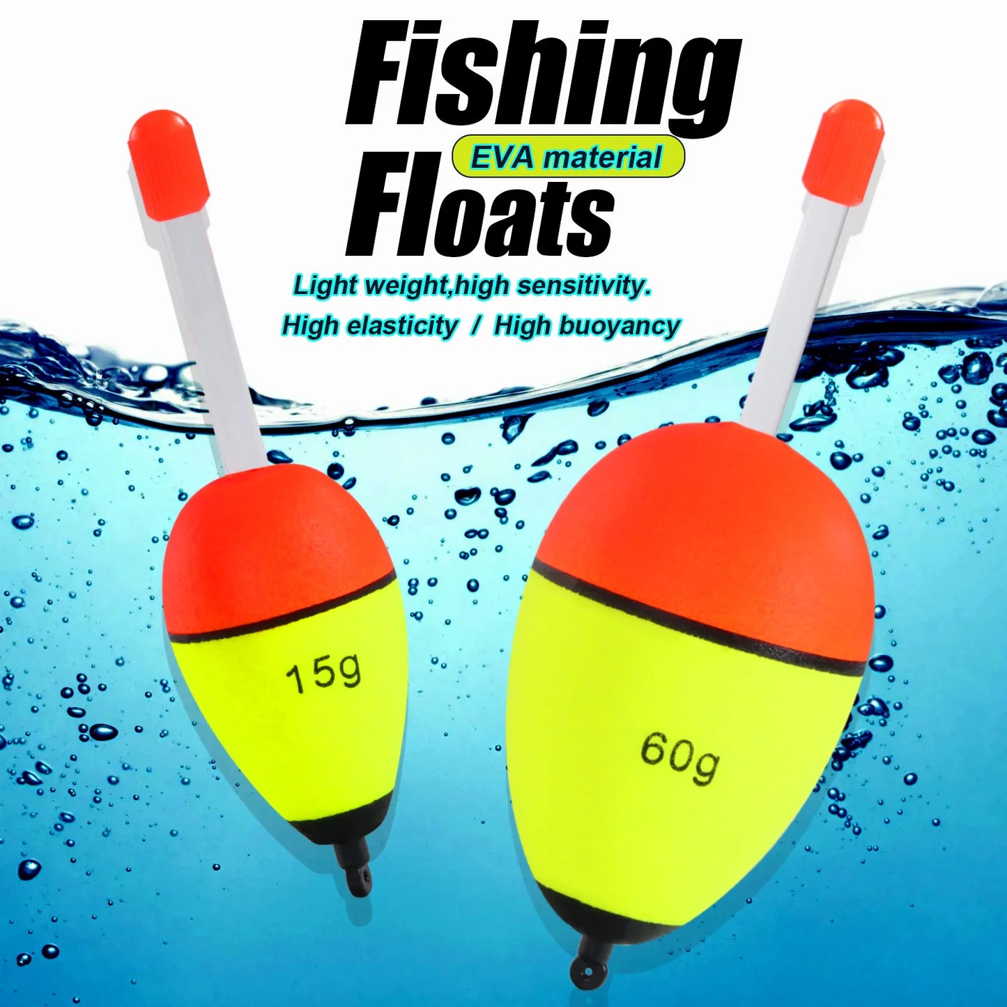 Sougayilang 5Pcs Night Light Fishing Buoy with High Visibility EVA Double Ribbon Big Belly Ball for Night Fishing and Long Throw