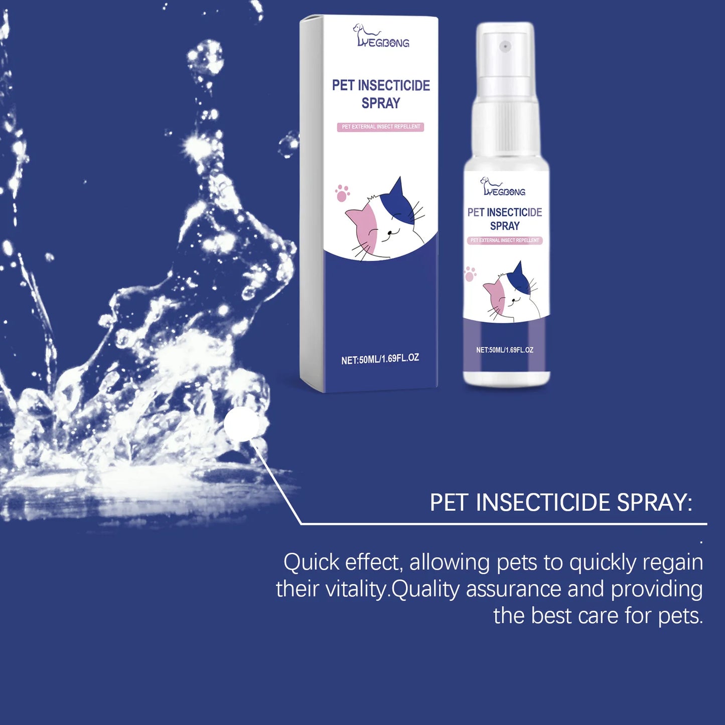 YEGBONG Pet Flea Repellent Deodorizing Spray for Dogs Cats Liquid Formula Anti Flea Body Odor Eliminator Long Lasting Daily Care