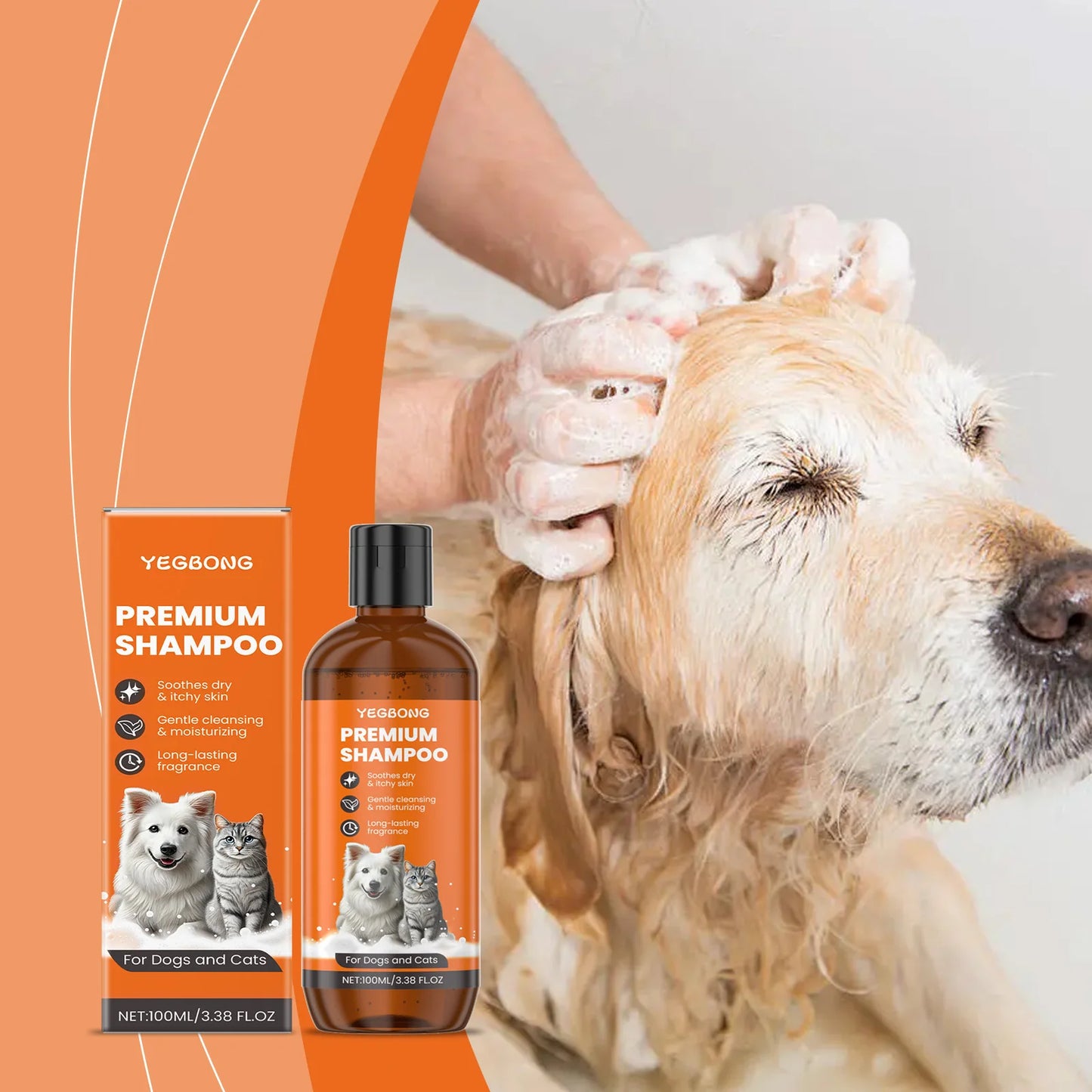 Natural Pet Shampoo for Dogs & Cats, Coconut Oil Derivative Formula, Removes Odor & Tangles, Flea & Insect Repellent,