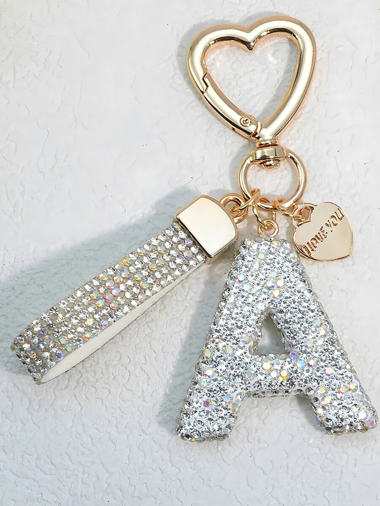 Elegant Diamond Letter Keychain – Lady Bag & Car Accessory