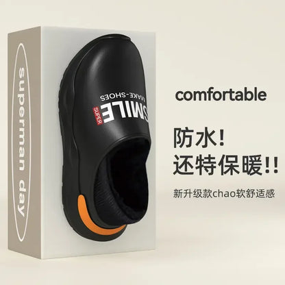 Mens Slippers Winter Warm Shearling Lining Indoor Outdoor Rubber Insole