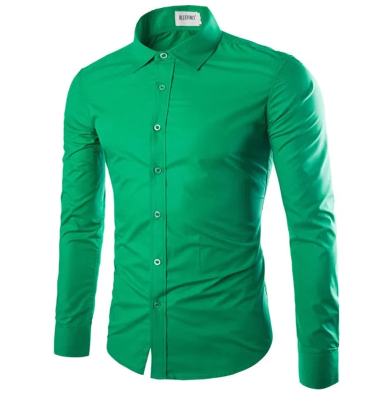 14 Colors Solid Color Men's Fashionable Candy Color Shirt Men's Casual Long Sleeve Shirt for Men