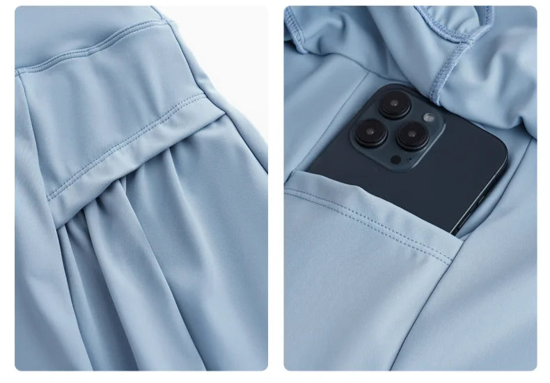 DRUR Women Tennis Skirt Set Summer Slim Fit Lightweight Gym Outfit 2 Piece Sport Top Skort Suit 2pcs Tracksuit Ladies Golf Wear