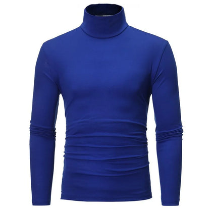 Thermal Underwear Top For Men High Neck Long Sleeve Slim Fit Polyester