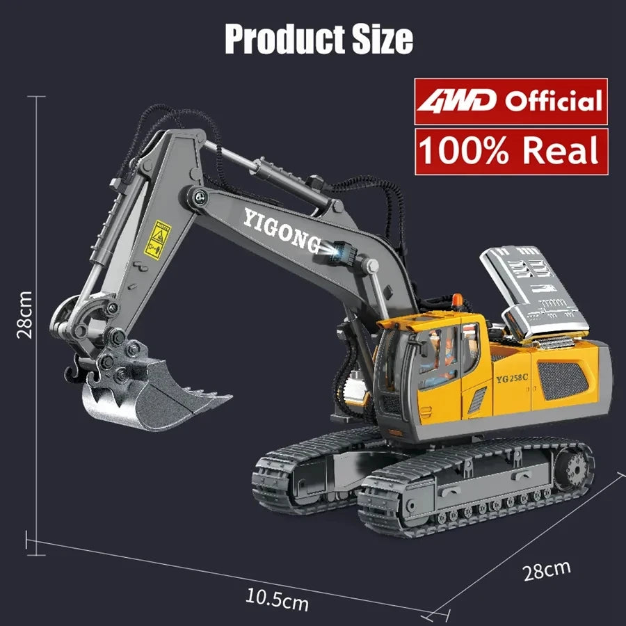 4WD Remote Control Excavator 4x4 Alloy Dump Truck Bulldozer Radio Model RC Car Construction Vehicle Toy Children Kids Gifts