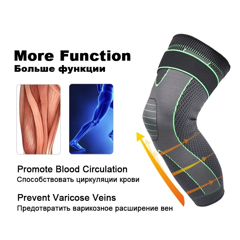 1/2 Pcs Compression Knee Pads Support Lengthen Stripe Sport Sleeve Arthritis Joint Pain Protector Elastic Kneepad Brace