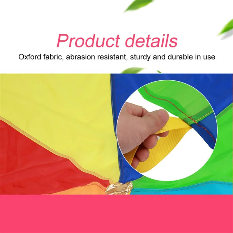 2M Diameter Children's Outdoor Team Game Prop Rainbow Parachute Toy Jumping Bag Bouncing Floor Mat School Multiplayer Game