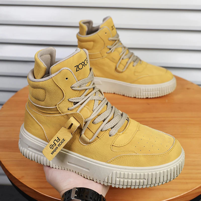 Leather Ankle Boots For Men Lace Up Non Slip Sole Winter Boots