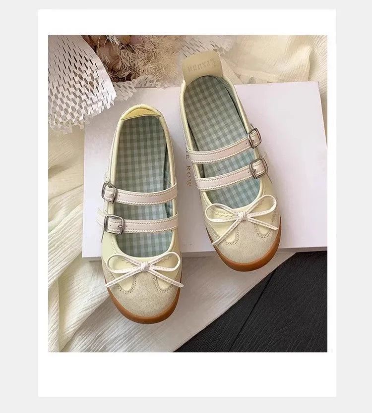 Women Flats Bow Ballet Dance Mary Jane Shoes Summer Sandals 2024 Fashion New Brand Dress Designer Casual Shallow Zapatos Mujer