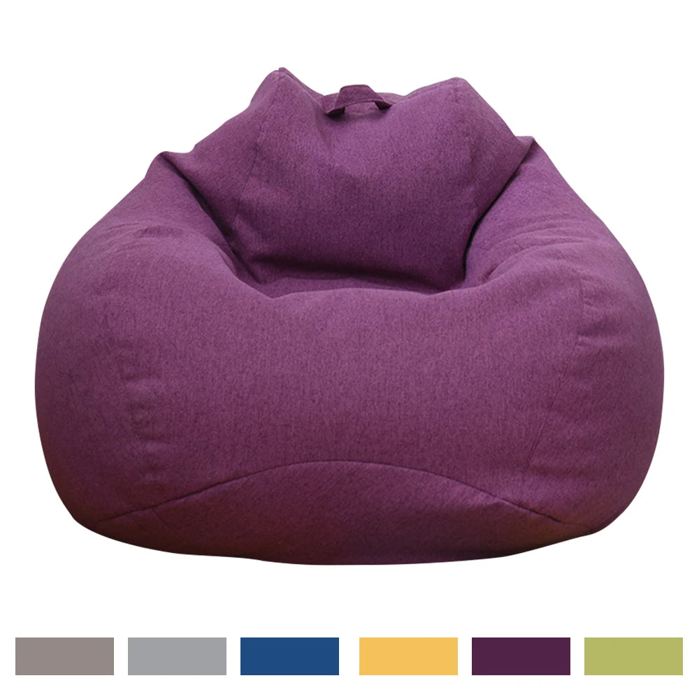 Lazy Sofa Cover Solid Chair Covers Without Filler Linen Cloth Lounger Seat Bean Bag Pouf Puff Couch Tatami Living Room Beanbags