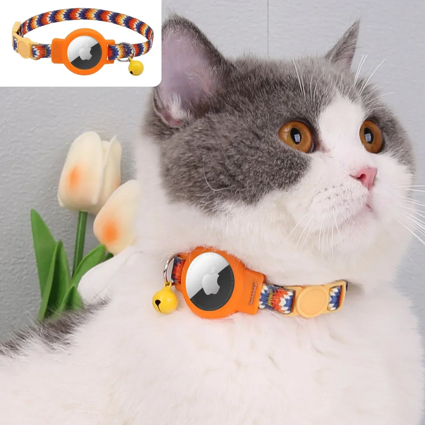 Pink Nylon Cat Collar With Bell For Tracking Device