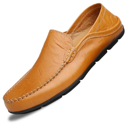 Men's Leather Slip-On Loafers, Business Casual Moccasin Shoes