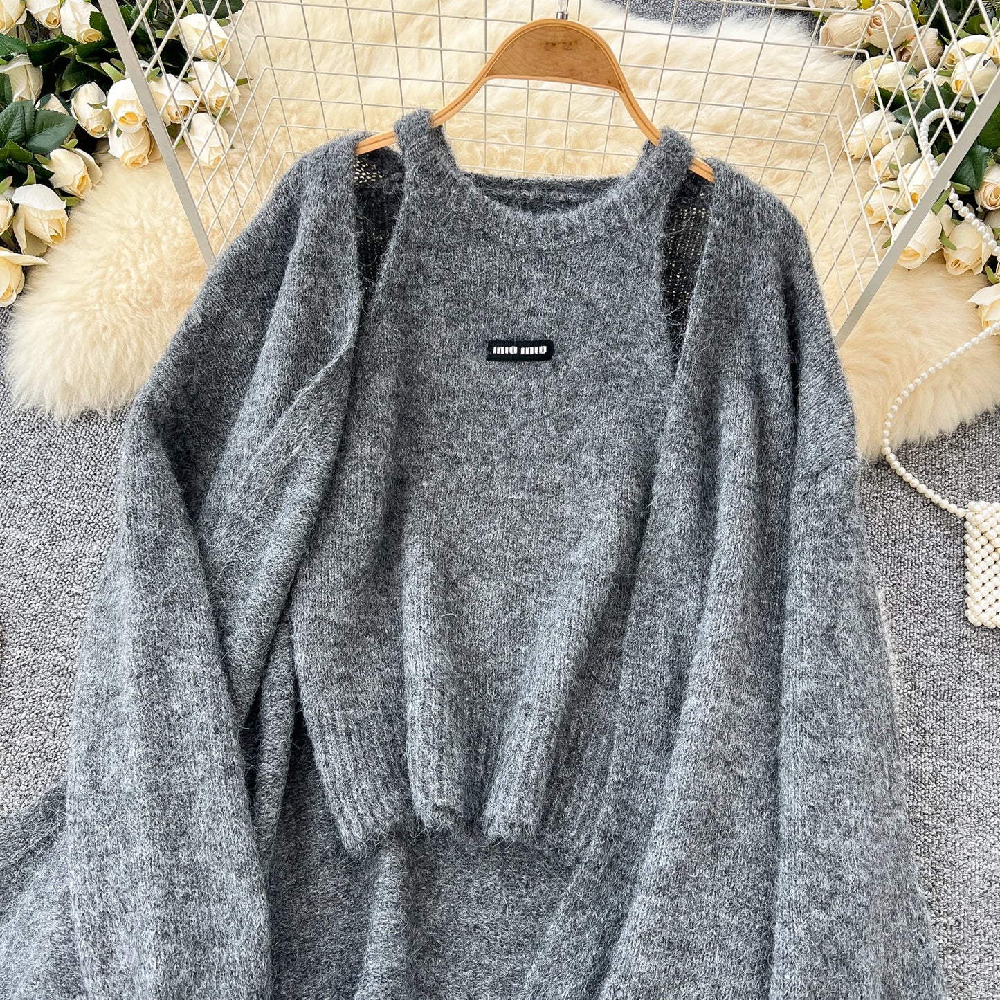 SINGREINY Fashion Solid Cashmere Sweater Long Sleeves Loose Warm Cardigan+Sleeveless Knitting Tank Top Winter Gentle Casual Tops