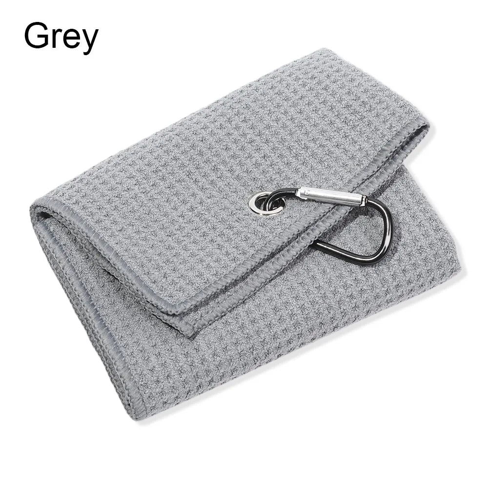 Cotton High Water Absorption Microfiber Cleaning Towels Golf Towel With Carabiner Hook Cleans Clubs