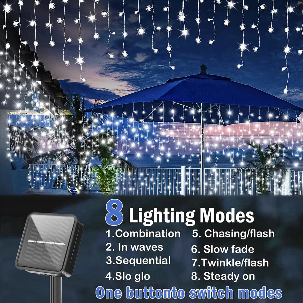 Solar Icicle String Lights – Outdoor Waterproof Fairy LEDs