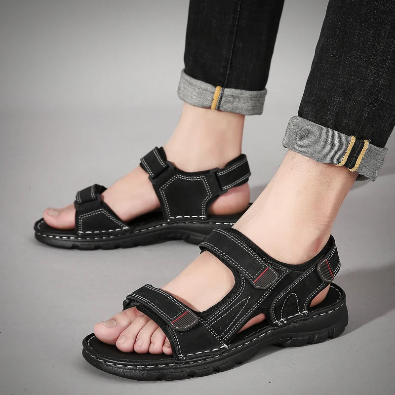 Leather Outdoor Men Sandals Casual Beach Sandals 38-48