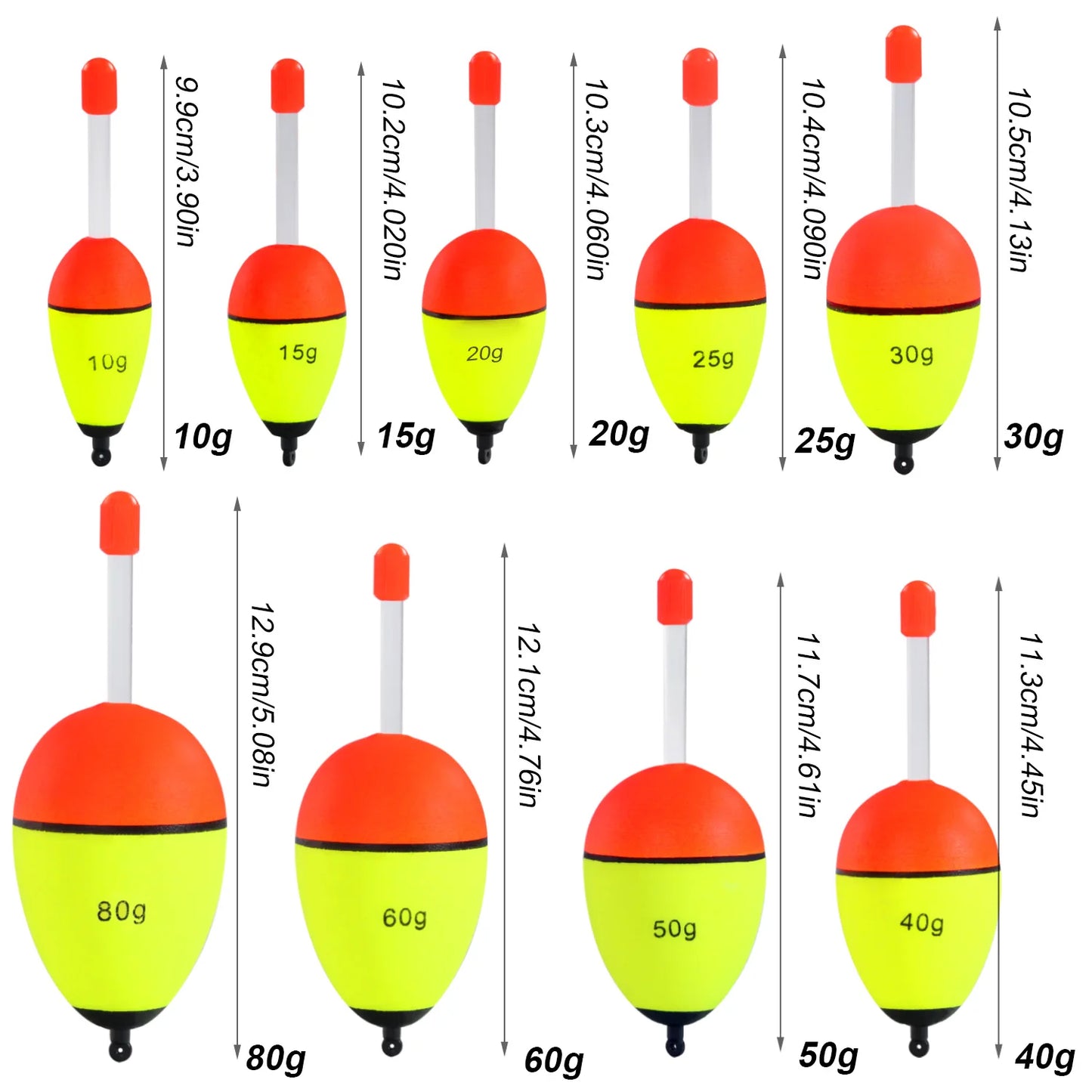 Sougayilang 5Pcs Night Light Fishing Buoy with High Visibility EVA Double Ribbon Big Belly Ball for Night Fishing and Long Throw