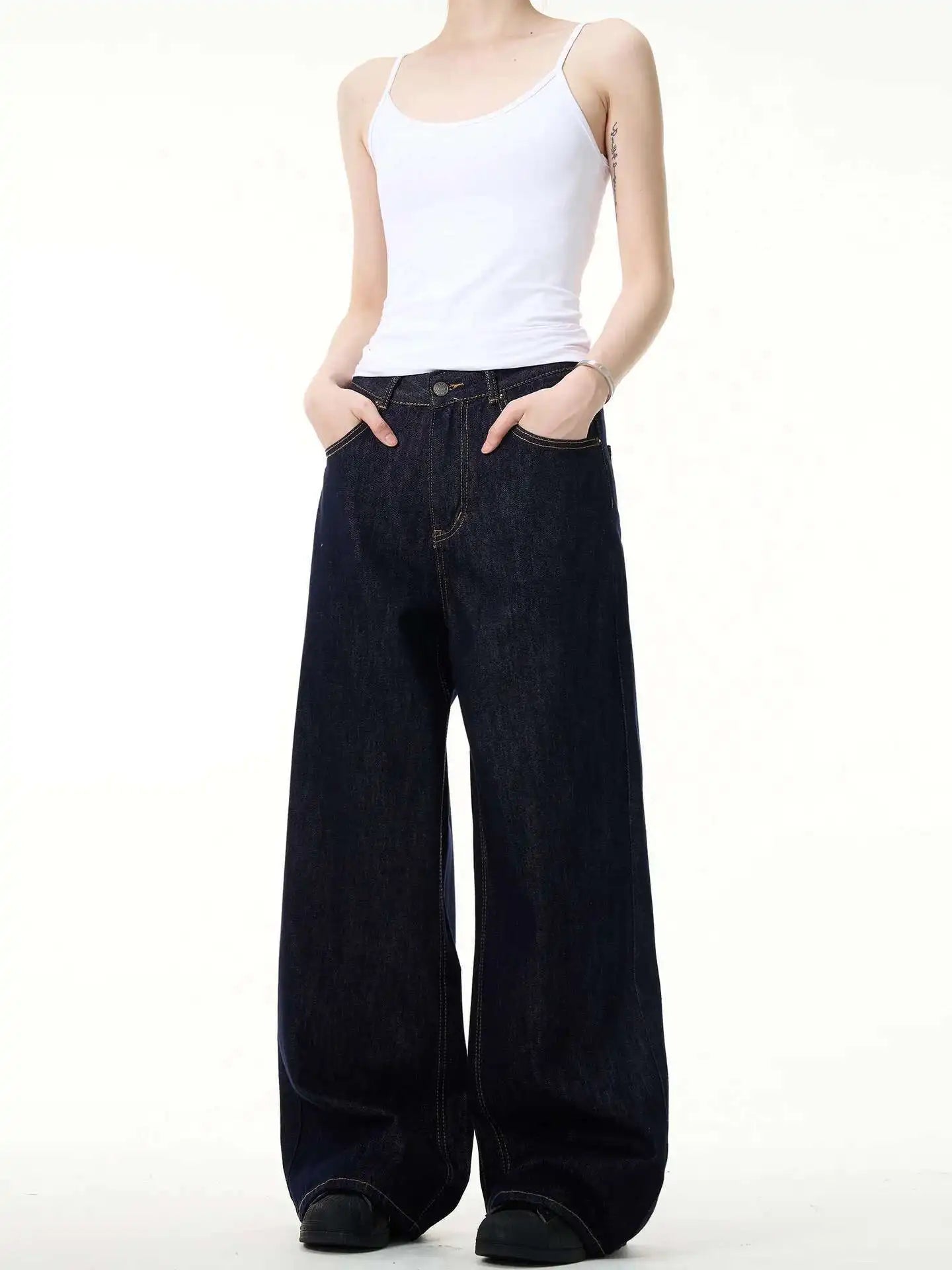 IEFB Simple Men's Denim Pants Vintage Washing Wide Leg Loose Jeans Casual Straight American Style Male Trousers New 2026 9W190