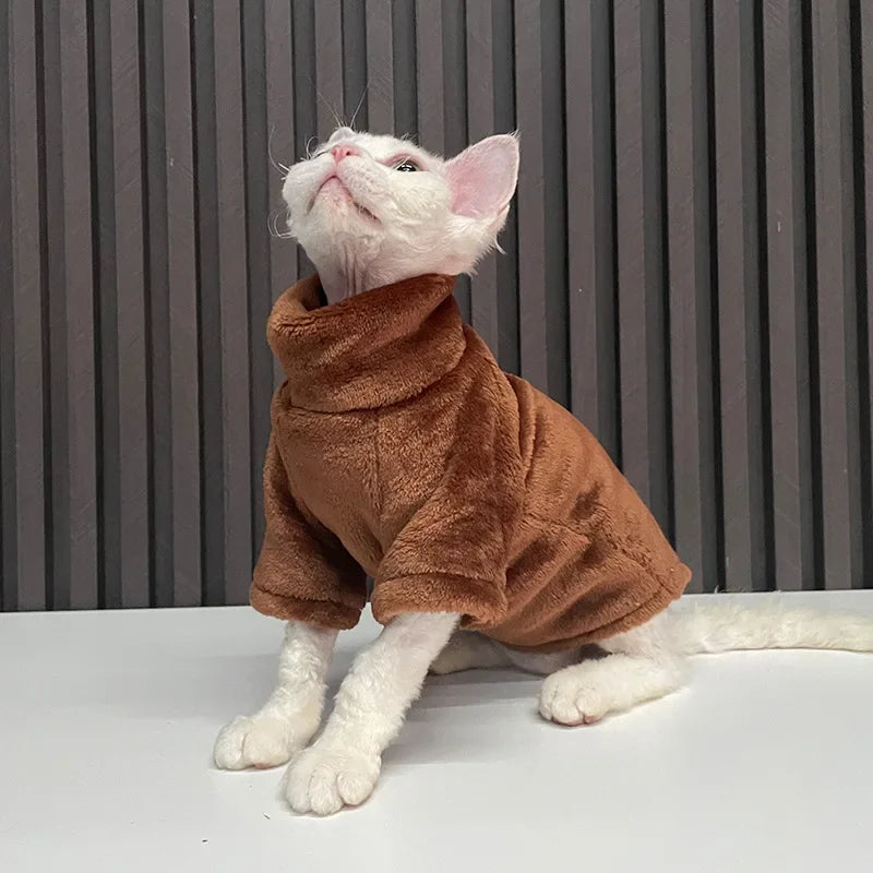 XS-XXL Hairless Cat Sweater Winter Fashion Thickening Warm Sphynx Pet Clothes Comfortable Winter Cat Clothes for Small Dogs Vest