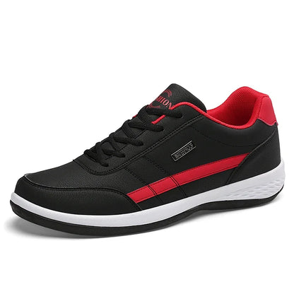 Lace-Up Leather Sneaker, Vulcanized, Waterproof, Men's Casual Shoes