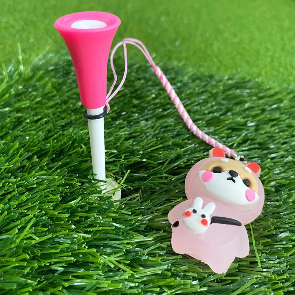 1Pcs Golf Rubber Tees With Flashing Light Cartoon Cute Prevent Loss Golf Ball Holder With Braided Rope Outdoor Golf Accessory