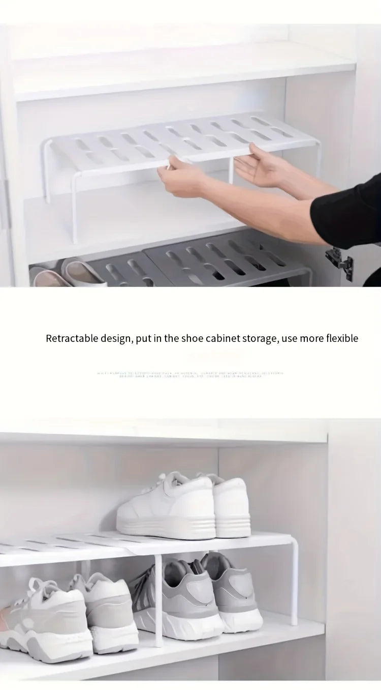 Adjustable Plastic Shoe Rack Multi-Tier Storage Organizer, Space-Saving Shelf for Sneakers, Slippers, Home Dorm Closet Modern