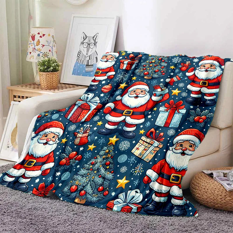 Cartoon Santa Claus Merry Christmas Snowman New Year Gift Soft Flannel Blanket for Beds Bedroom Sofa,Throw Blanket for Cover
