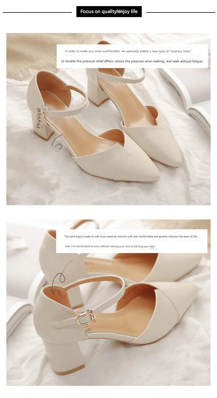 Women's Pumps With Buckle Strap, Square Heel, (3-5 cm), Rubber Outsole