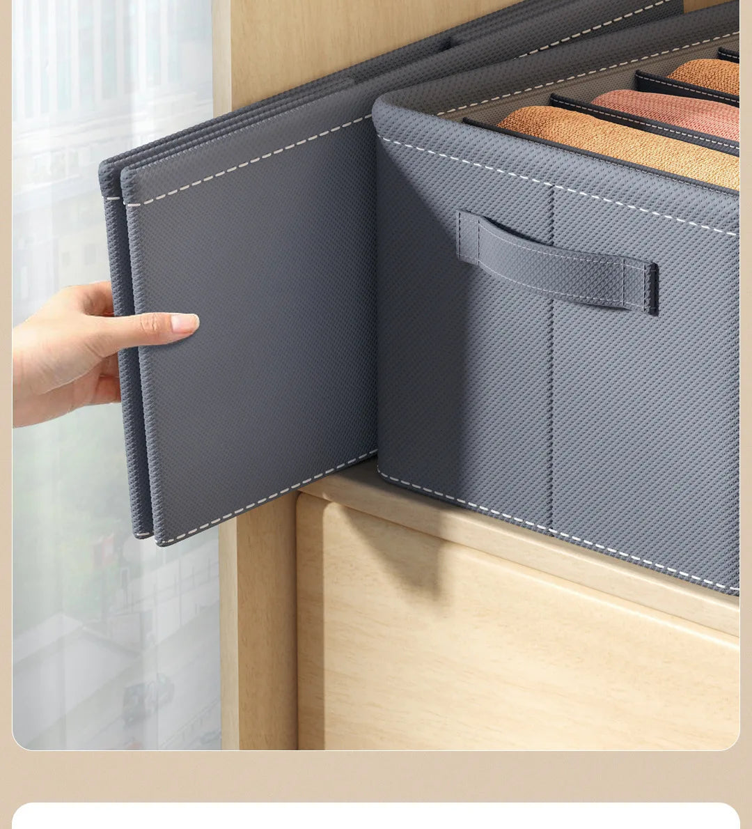 Thickened Pants Storage Box Foldable 9/7/6 Grids Organizer for Jeans Sweatshirt Shirt Wardrobe Organizers of Cabinets and Drawer