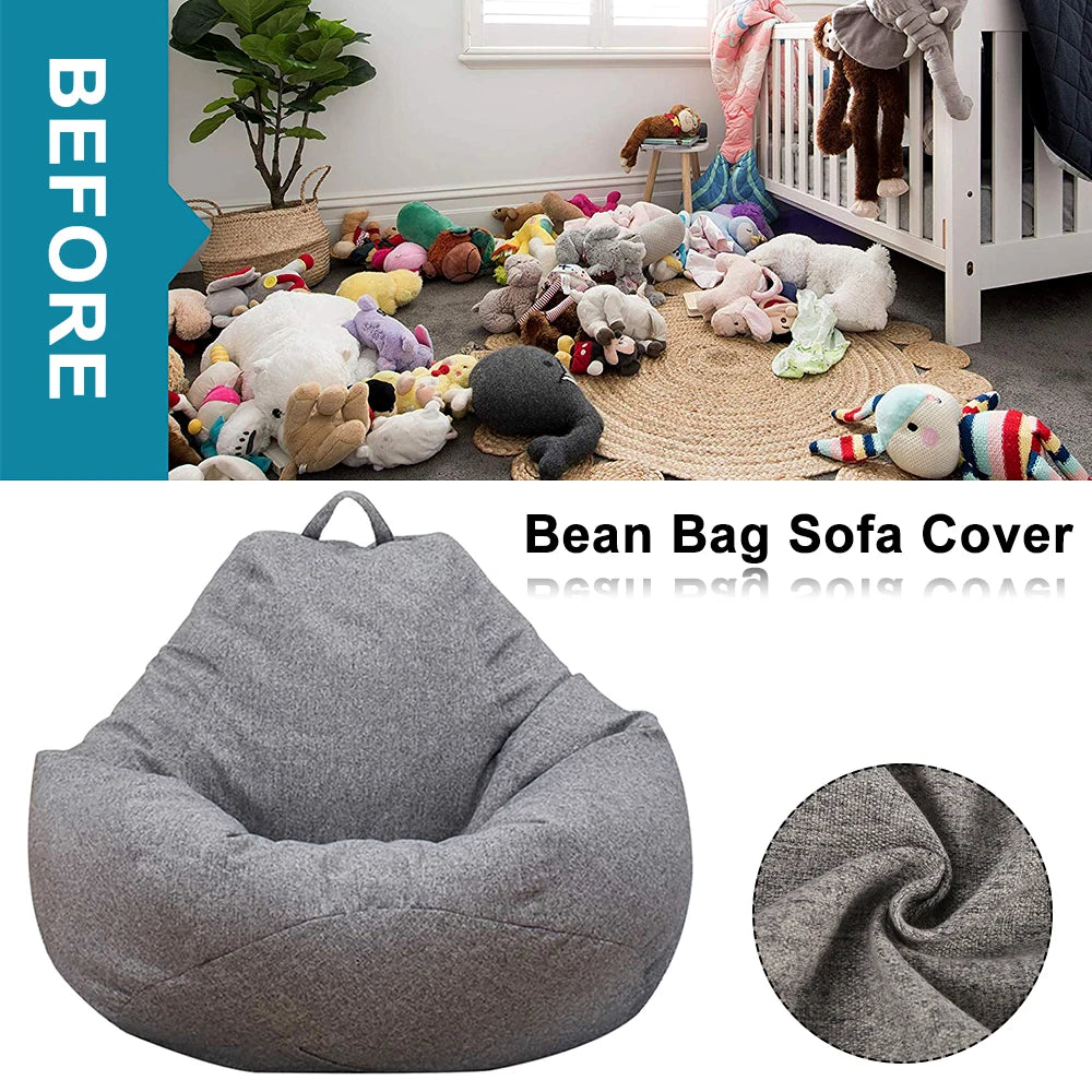 Lazy Sofa Cover Solid Chair Covers Without Filler Linen Cloth Lounger Seat Bean Bag Pouf Puff Couch Tatami Living Room Beanbags