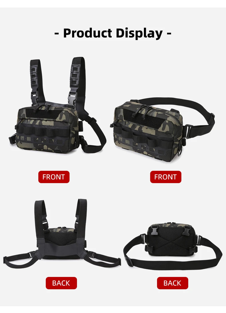 Fishing Vest Bag Men's Camo Fishing Lures Utility Tackle Chest Bags Waist Pack Outdoor Mountaineering Camping Hiking Hunting