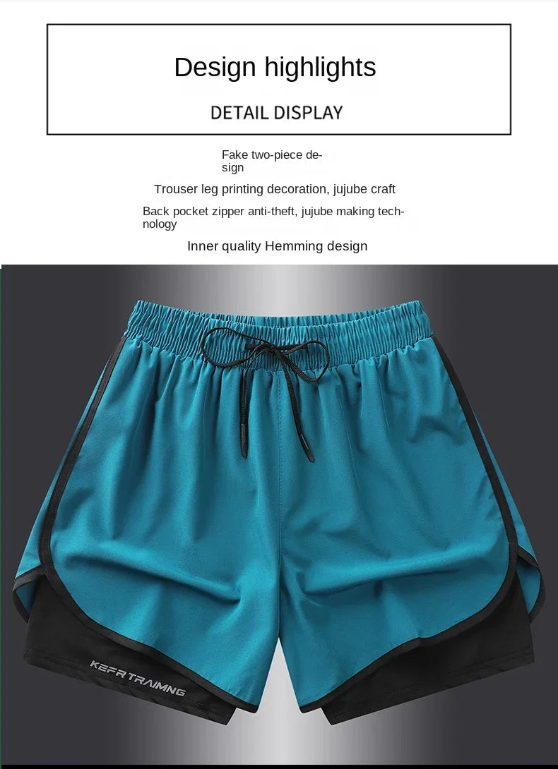 【 S-5XL 】2025 Sports Three Piece Pants Summer Popular Anti glare Double layered Sports Shorts for Men and Women Couples Ru
