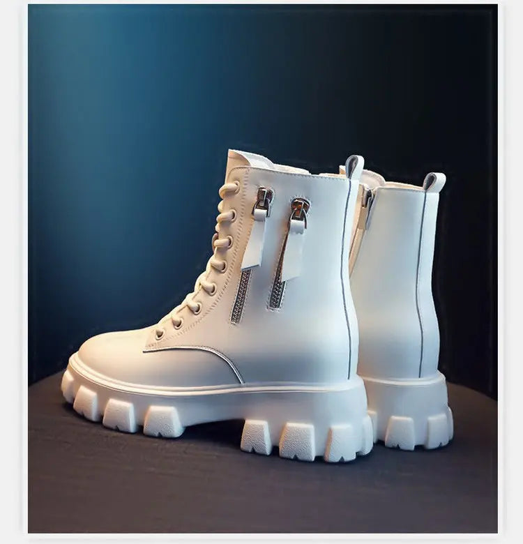 Booties 2025 New Korean Style Fleece-Lined Autumn Winter High-Top Cotton Shoes Women's Boots High Heel Mid-Calf Bootsins