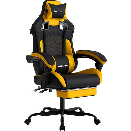 Ergonomic Gaming Chair with Massage Function High Back Design featuring Adjustable Footrest Comfortable Headrest and Lumbar Sup