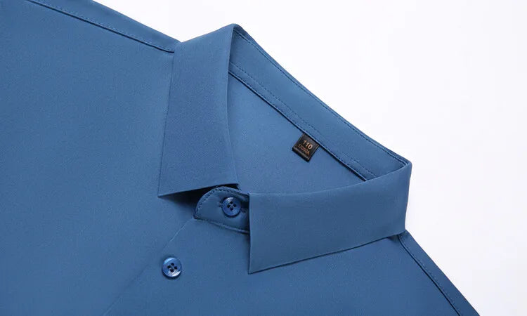 Men's Ultra Stretch Short Sleeve Shirt Business Casual  Breathable Stretchable Abrasion-Resistant Solid Color Short Sleeve Shirt