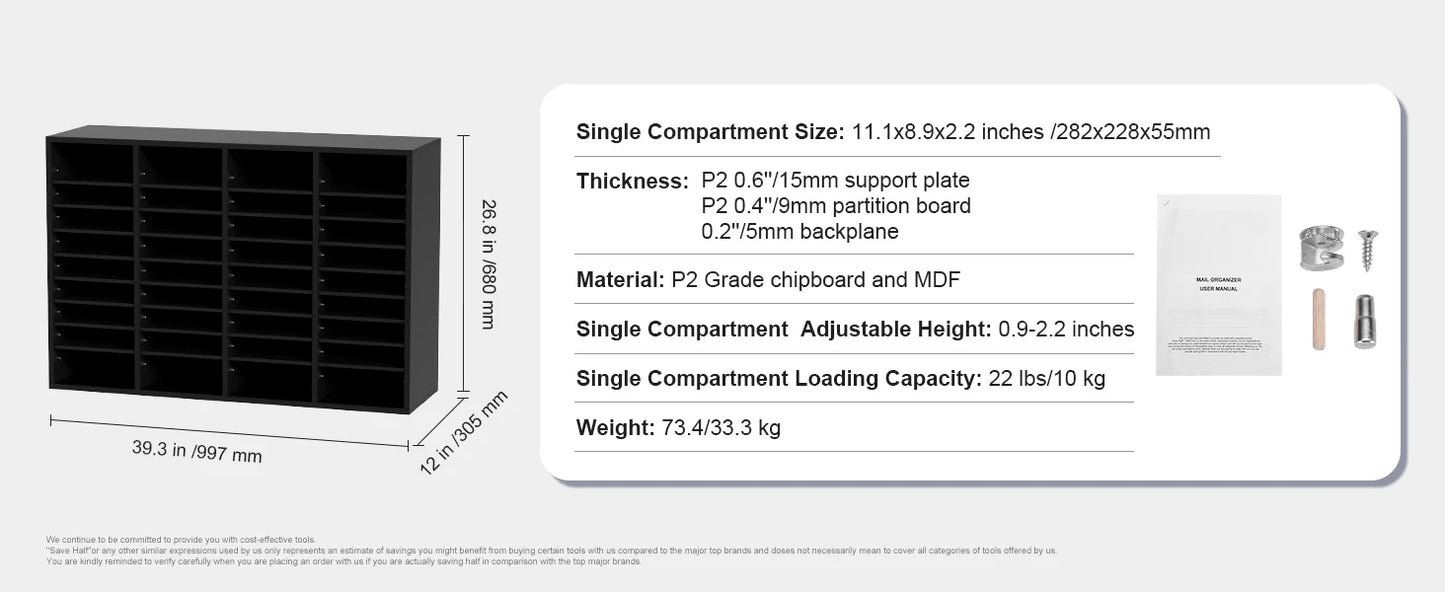 SucceBuy Literature Organizers with Adjustable Shelves Wood Literature Sorter for Office Home Classroom Mailrooms EPA Certified
